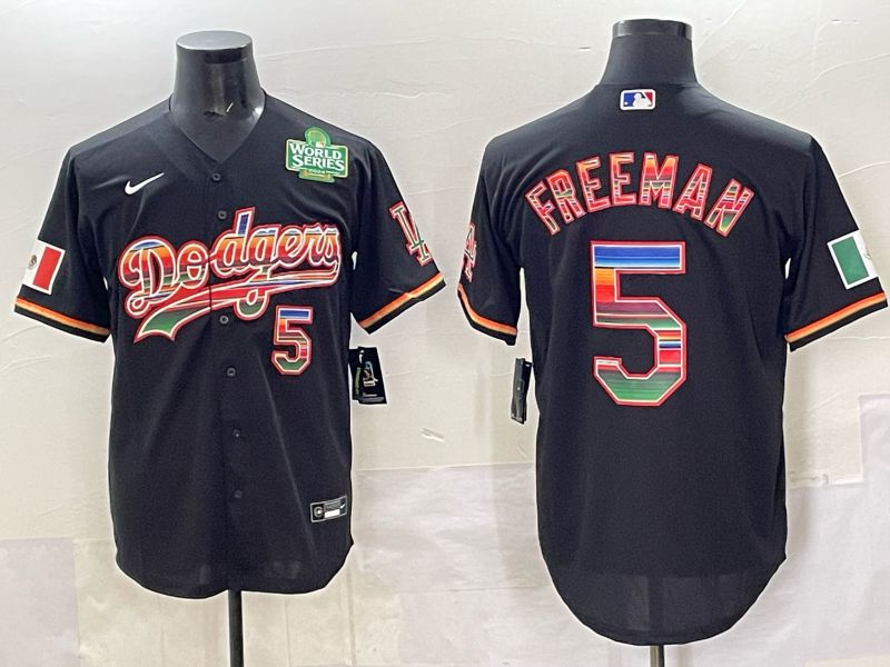 Men 2025 Los Angeles Dodgers #5 Freeman Black Nike MLB Jersey style 004